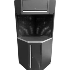 Système d’armoire d’atelier avec module d’angle et plan de travail en acier inoxydable - KSTools | 866.6010