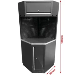 Système d’armoire d’atelier avec module d’angle et plan de travail en acier inoxydable - KSTools | 866.6010