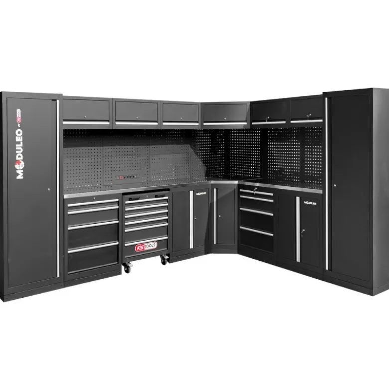 Système d’armoire d’atelier, forme en L, 3400 x 2720 mm, variante 2 - KSTools | 866.6225