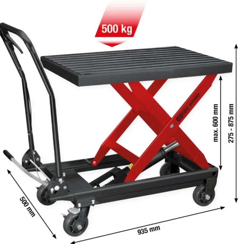 Table de dépose hydraulique Performance sur roulettes, 500 kg - KSTools | 160.1315