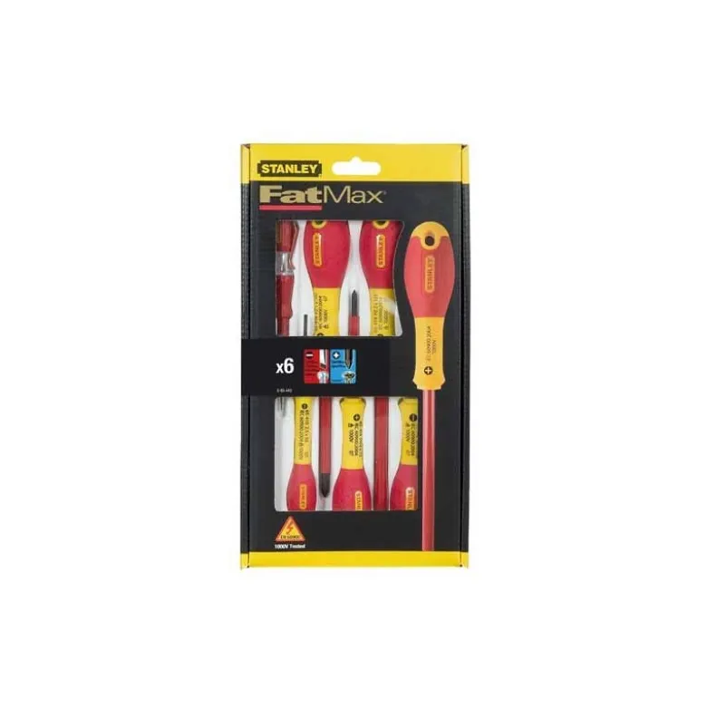 TOURNEVIS ISOLES 1000V ELEC + POZI + TESTEUR - JEU DE 6PCS FATMAX - STANLEY FRANCE | 0-65-443