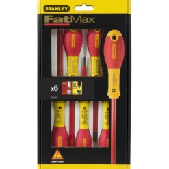 TOURNEVIS ISOLES 1000V ELECTRICIEN + PHILIPPS + TESTEUR - JEU DE 6PCS FATMAX - STANLEY FRANCE | 0-65-441