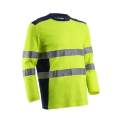 T-shirt manches longues - RIKKA - 55% CO/45% PES UPF 35+ 150g/m2 - Jaune HV/Marine - COVERGUARD | 5RIK160