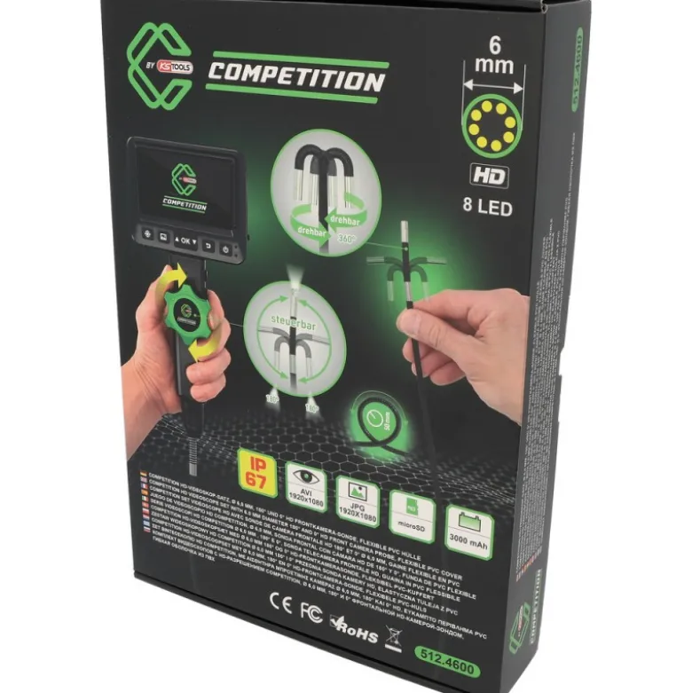 Vidéoscope COMPETITION HD avec sonde de caméra frontale flexible 180° et 0° Ø 6,0 mm - KSTools | 512.4600